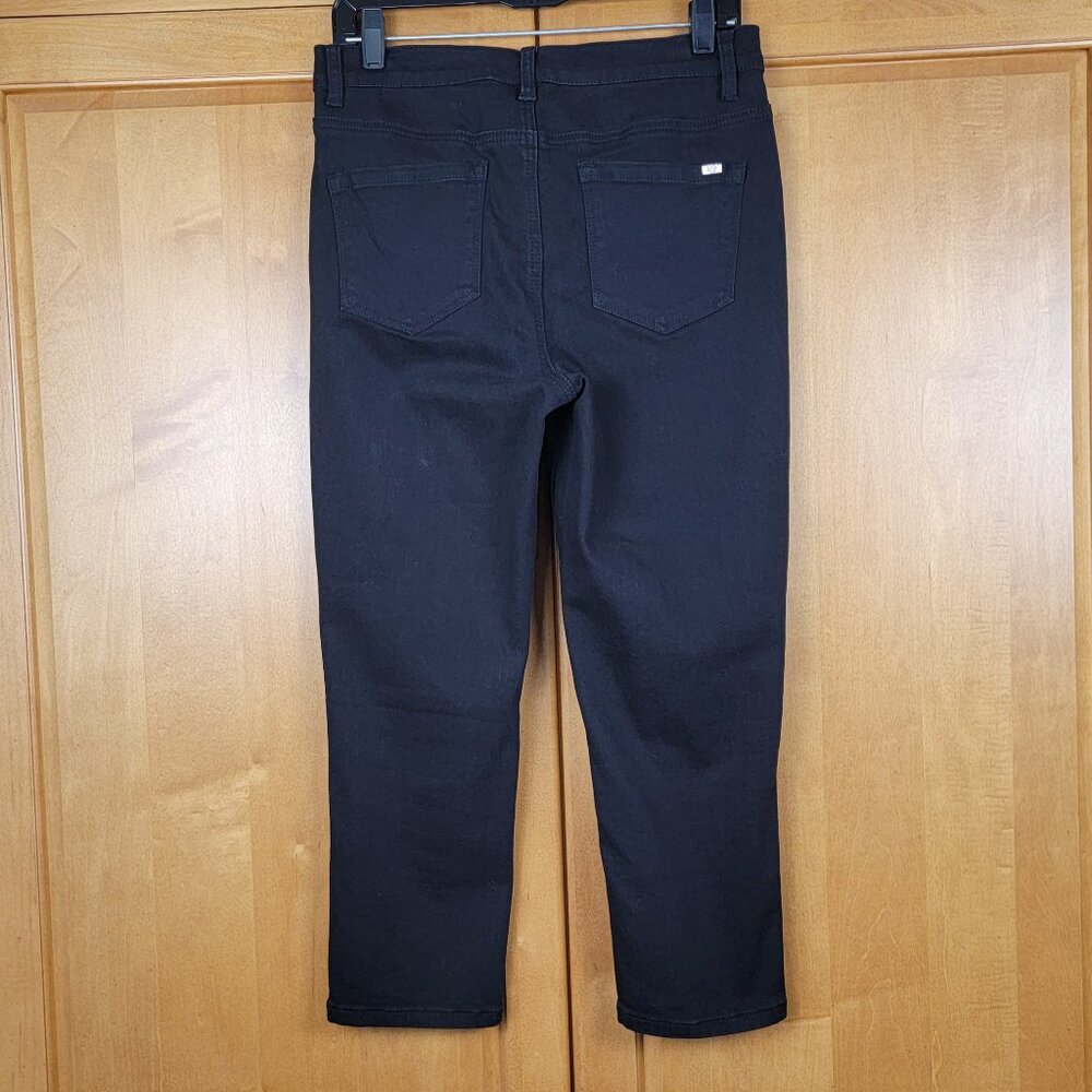 DG2 Diane Gilman Embroidered Floral Black Stretch Crop Jeans - 8 - Picture 2 of 12
